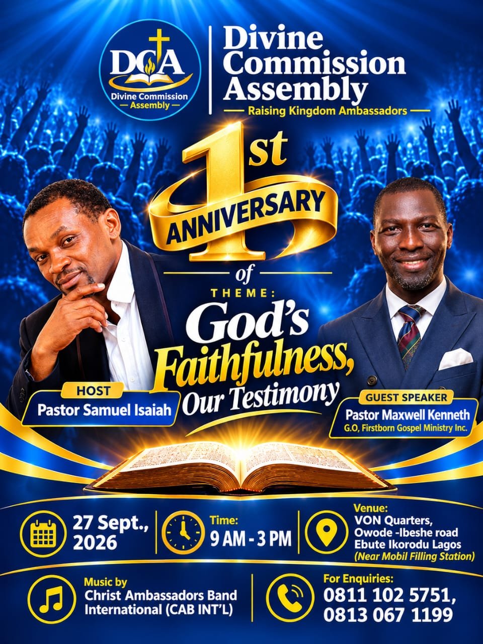 Divine Commission Assembly celebrates first anniversary in Lagos